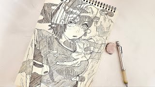 [유튜버 따라그리기] SHINO ART - 色域反転してるっぽい絵をシャーペンだけで描いてみる