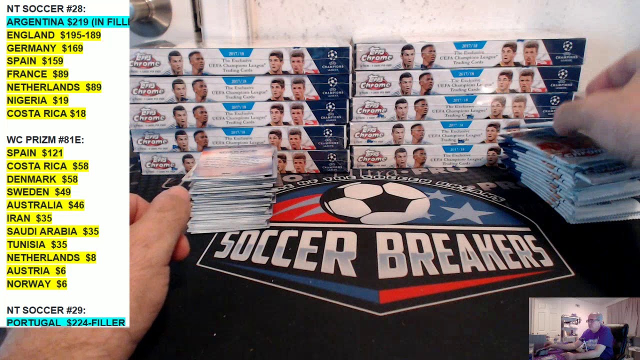 2017/18 Topps UEFA Champions League Chrome Soccer 12 Box Case Break Pick Your Team #24,June 28, 2018 football score