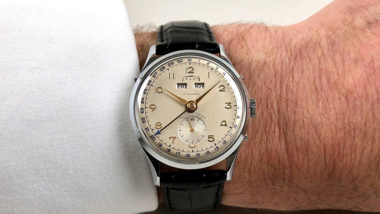Telda Cal. Venus 204 circa 1950 | chrome and steel triple calendar