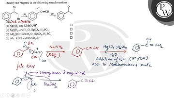 Identify the reagents in the following transformations: (a) NaNH_2 and KMnO_4 / H^+ (b) NaNH_2 an...