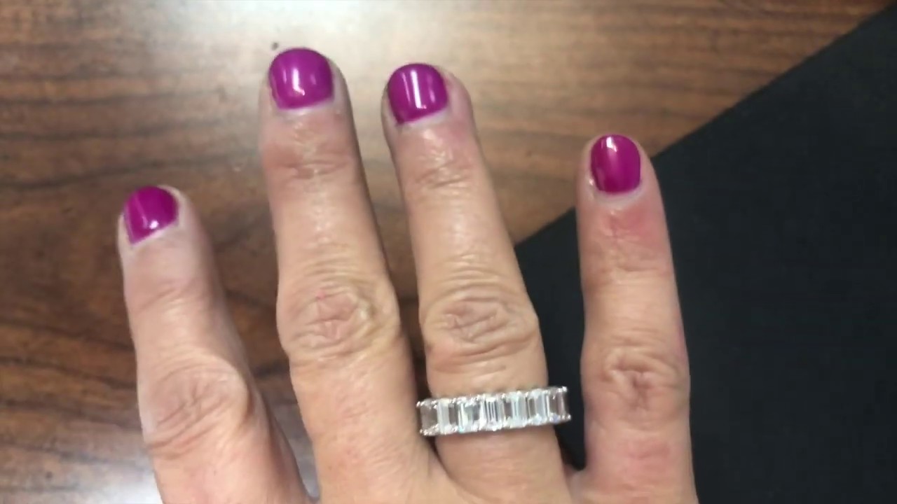Cubic Zirconia Emerald cut eternity wedding band platinum /7100 YouTube