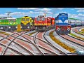 FIVE INDIAN RAILS CROSS EACH OTHER ON NEW DANGEROUS DIAMOND RAILROAD CROSSING -:- BeamNG.Drive Train