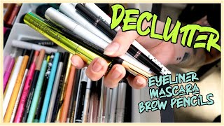 Makeup Declutter | Eyeliner, Mascara, Brow Pencils