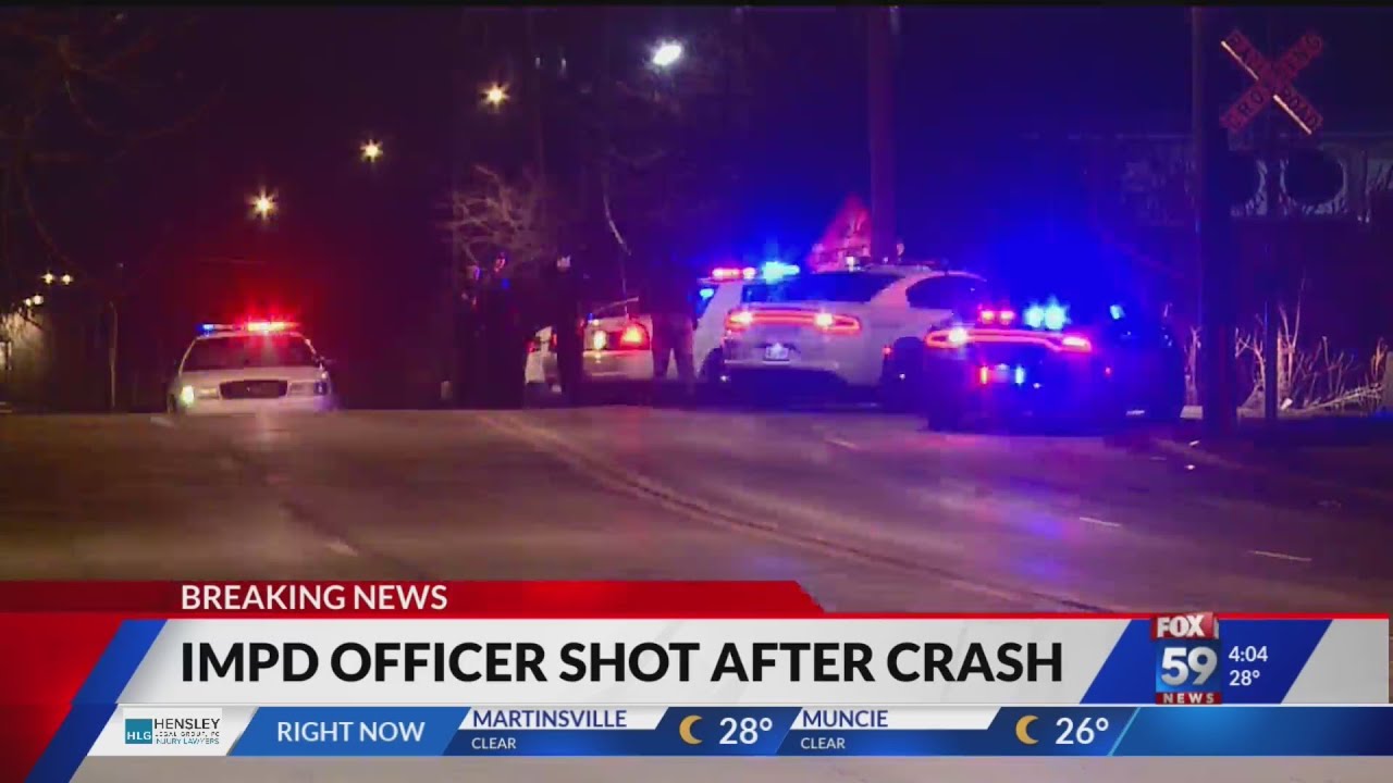IMPD officer shot after crash in Fountain Square - YouTube