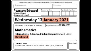 Edexcel IAL Maths - S1 - January 2021
