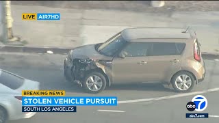 Authorities chase damaged Kia through Los Angeles
