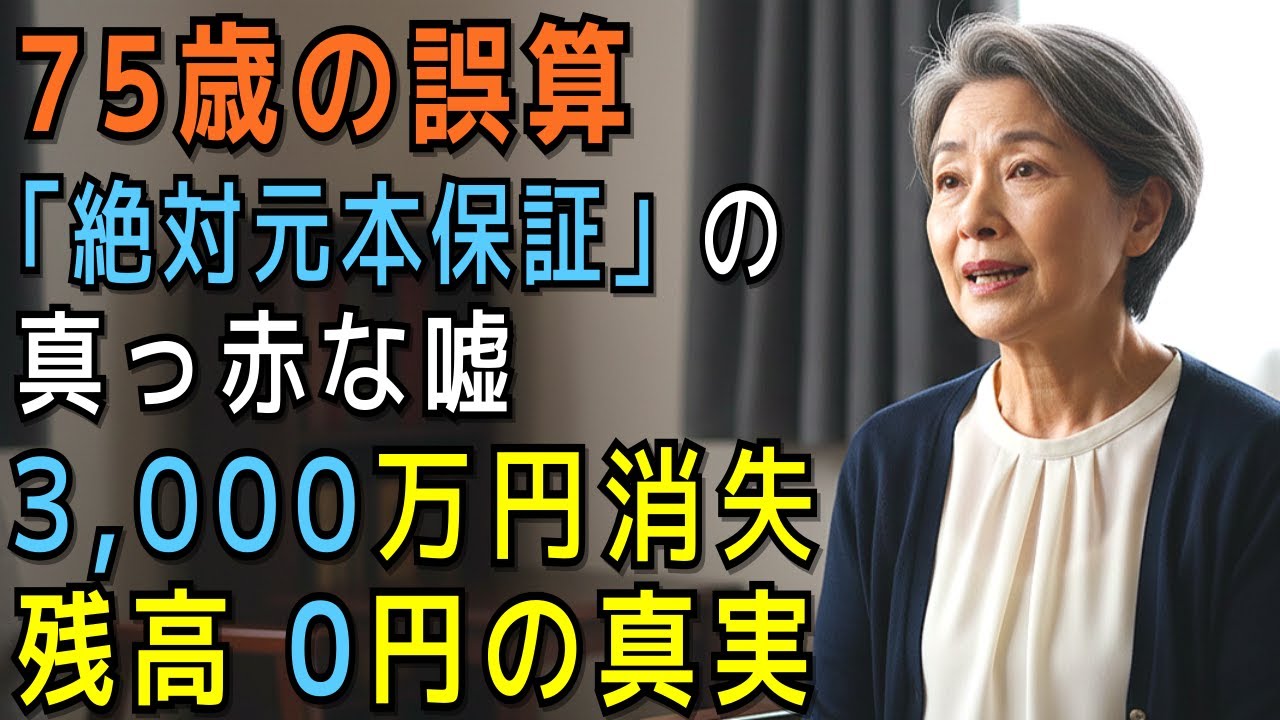 75歳の誤算、「絶対元本保証」という真っ赤な嘘で3,000万円が消失し残高0円になった真実。