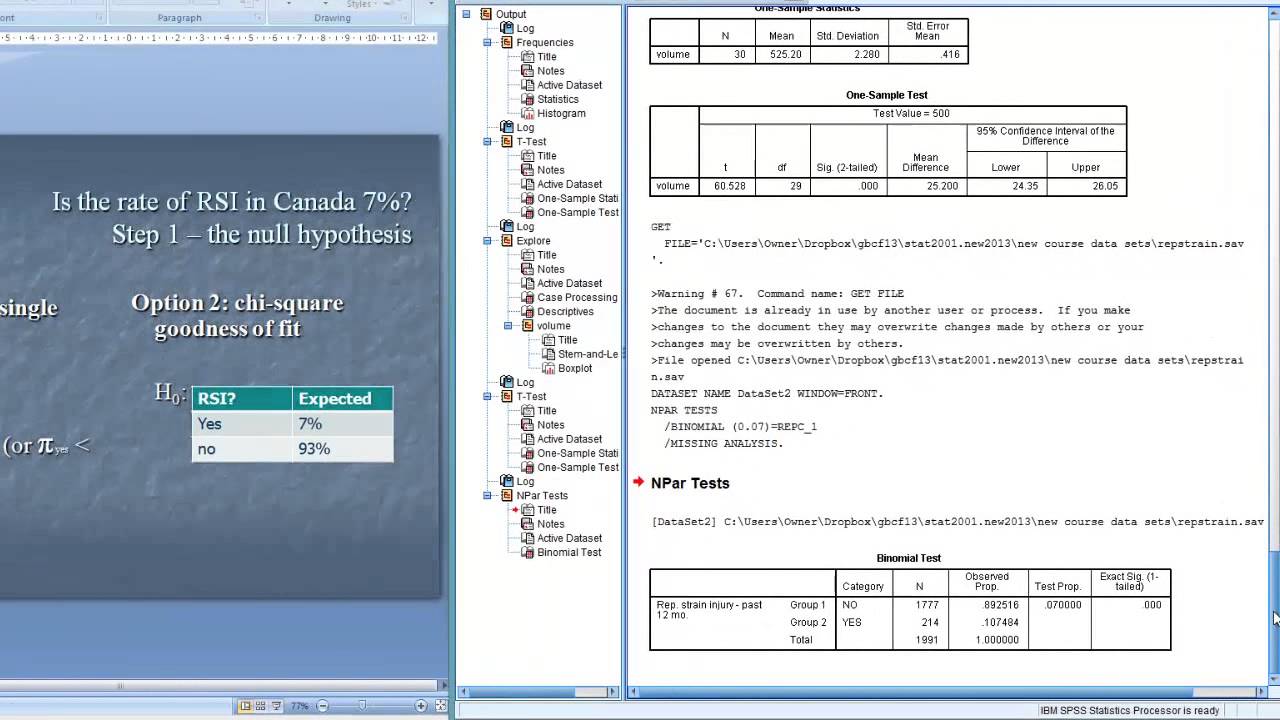 how to make hypothesis test in spss