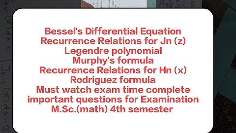 #Advanced Special Function important questions for #M.Sc. 4th Semester #yt #exam #msc #maths