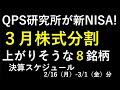 ２月・３月の株式分割のSOMPO、三菱重工、セブン＆アイ、SANKYO、川崎汽船、富士通、JR東、富士フイルム、サンリオ。新NISAはQPS研究所～あす上がる株。最新の日本株での株式投資のお話です～