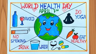 World Health Day Poster Drawing Easy April-7 | How to draw World Health Daydrawing | Eat healthy
