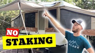 A Better Way to Set Up Your Pop Up Camper Awning:  NO WIND ISSUES!