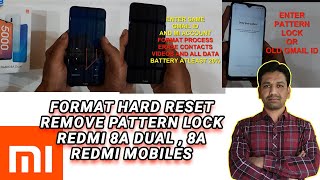 Format Hard Reset & Remove Pattern Lock Redmi 8a Dual and 8a | Remove Pattern Lock in Redmi Mobiles
