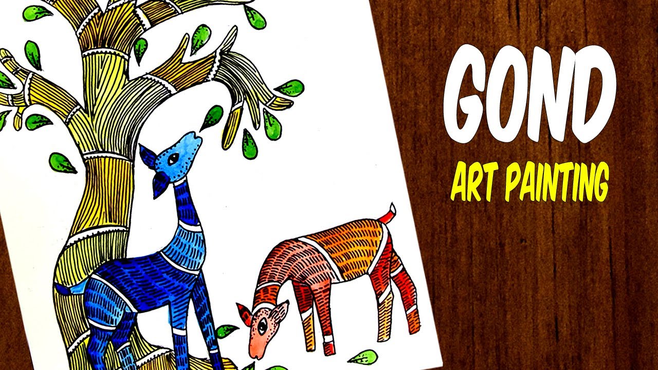 how to draw gond art for beginners | folk art | Indian tribal art painting - YouTube