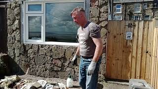 stone cladding and stone work gabion baskets in my off grid garage build . in Wales 🏴󠁧󠁢󠁷󠁬󠁳󠁿