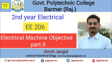 Electrical Machines objective part II Electrical Machines I( EE 206) | Amrit Jangid | GPC Barmer