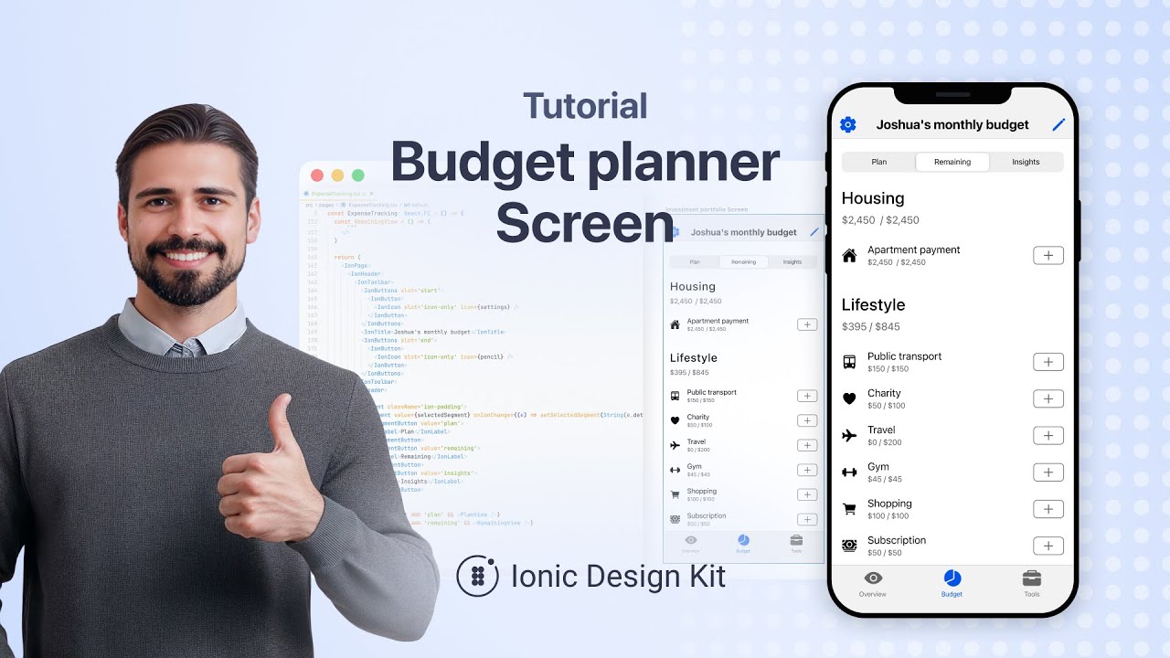 How to Create a Budget Planner Screen | Ionic Design Kit - YouTube