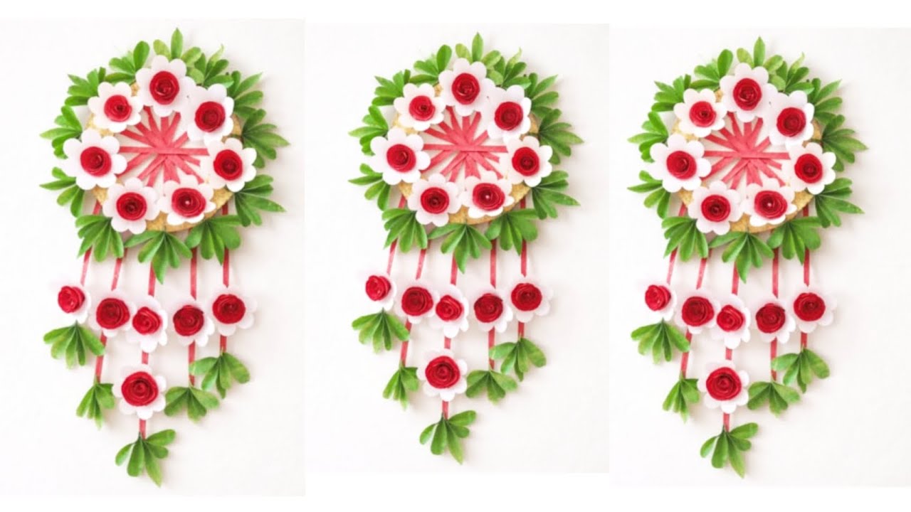 "घर की सजावट के लिए सुंदर पेपर फ्लावर वॉल हैंगिंग 🌸 | Easy paper craft decoration ideas "