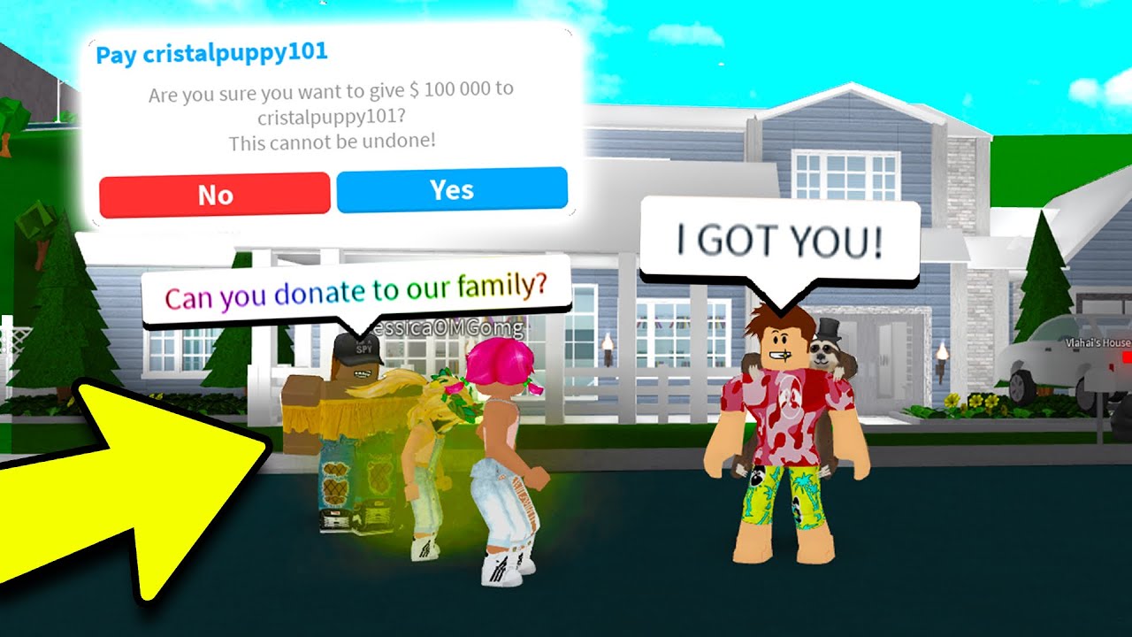 Giving Families Money In Roblox Bloxburg Youtube - donation place bloxburg house building roblox