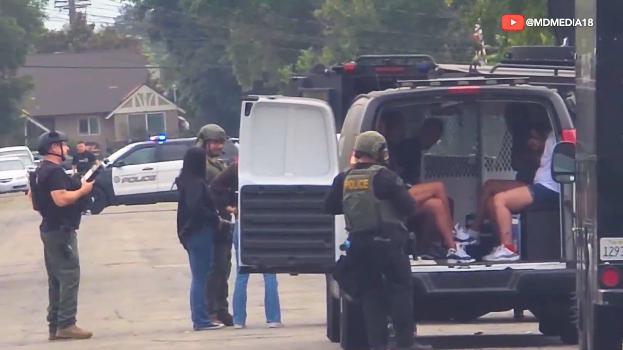 At least 10 detained in Pomona guns and narcotics search