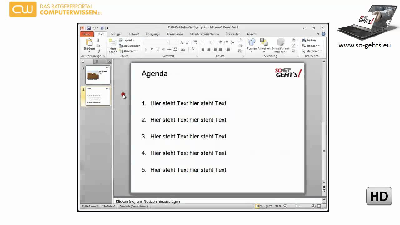 Folien Aus Anderer Powerpoint Prasentation Kopieren Und Einfugen Tutorial Youtube