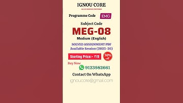 MEG 08 Solved Assignment PDF 2025-26 in English, MEG program MEG-08 Solved assignments