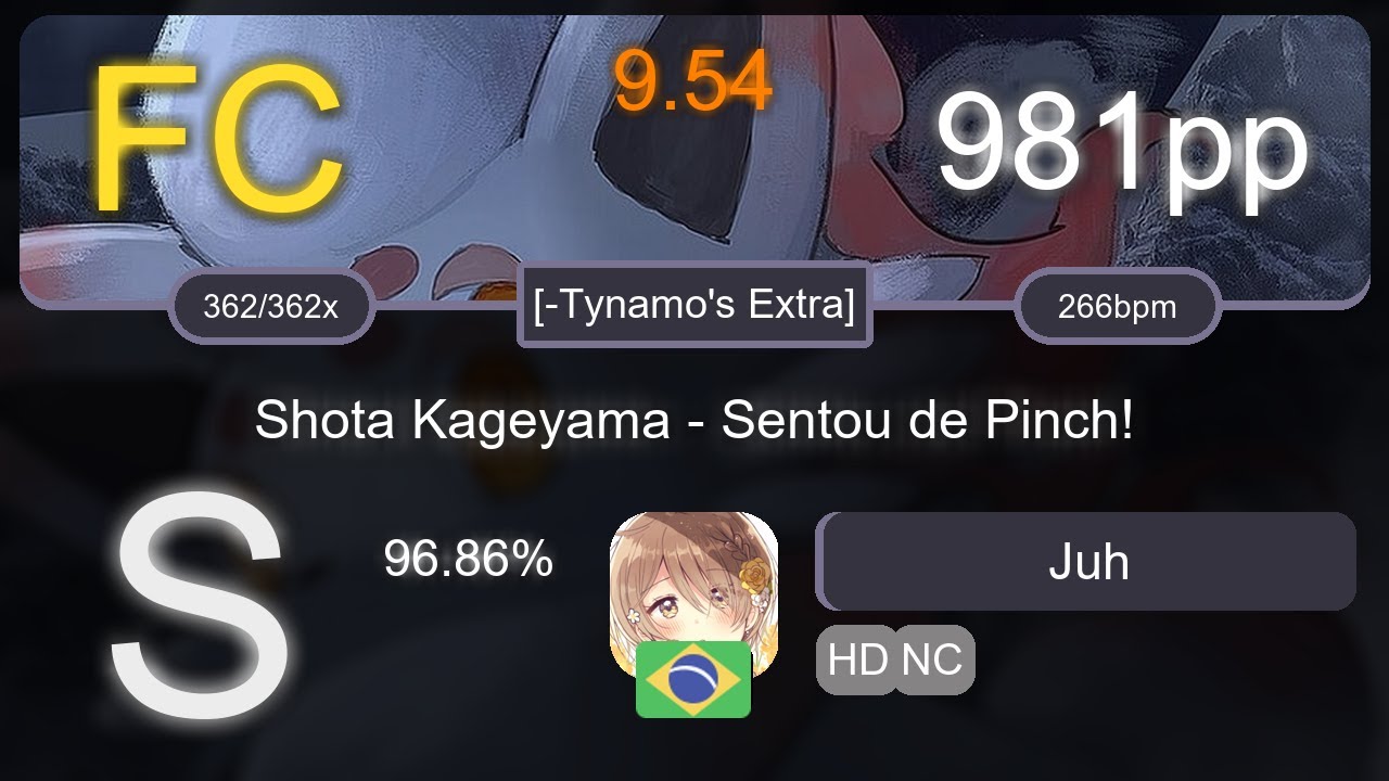 [9.54 ⭐] Juh | Shota Kageyama - Sentou de Pinch! [-Tynamo's Extra] +HDNC 96.86% 981pp FC