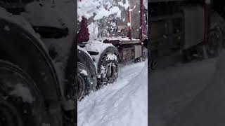 Mercedes Actros Plowing Through Snow Hill