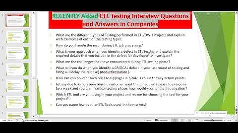 ETL Testing | Recently ASKED ETL Testing INTERVIEW Questions and Answers