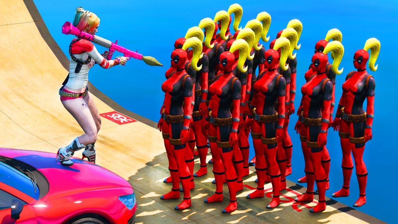 GTA 5 Water Ragdolls | Harley Quinn vs Lady Deadpool (Euphoria/Physics | Funny Fails Moments)