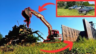 He Retired and Scrapped EVERYTHING! Excavator VS Combine (Farm Cleanup)
