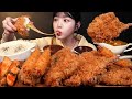 SUB)바삭두툼 대왕 토마호크돈까스 치즈돈까스 먹방! 새우튀김 카레에 총각김치까지 꿀조합 리얼사운드 Pork Cutlet Mukbang Asmr