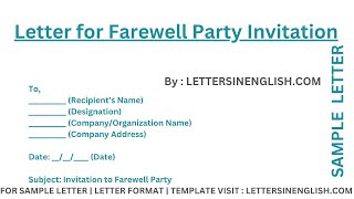 Farewell Invitation Letter – Sample Letter for Farewell Party Invitation