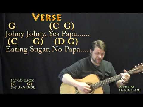 Johny Johny, Yes Papa Guitar Cover Lesson In G With ChordsLyrics - Munson