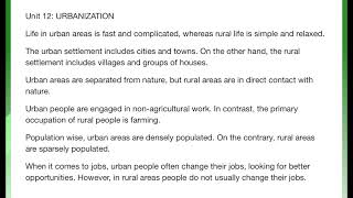 Grade 10, English, Unit 12, URBANIZATION : 12D Listening Section