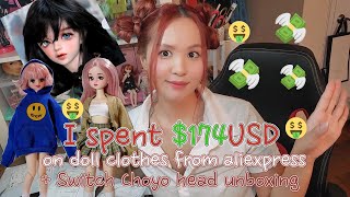 I spent $174 on doll clothes from aliexpress + Switch Choyo head unboxing