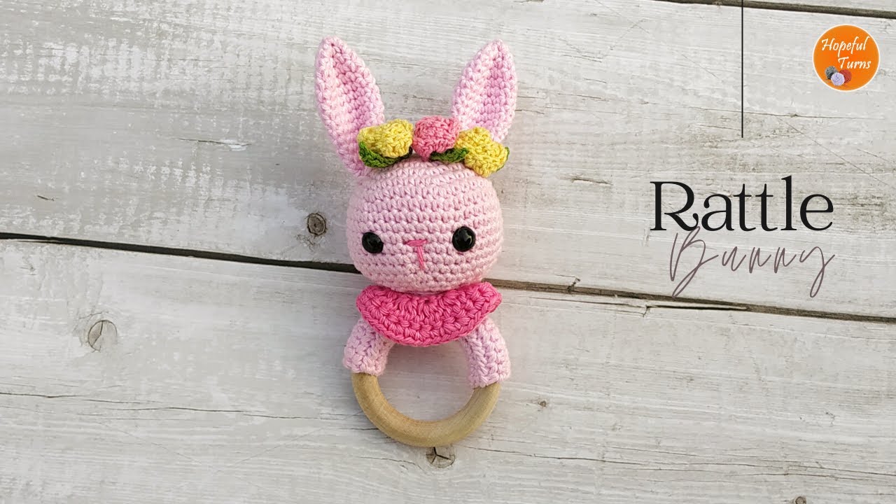 Plush Gifts, Cute Bunny Baby Rattle Crochet Plushies, Stuffed Cute Toys