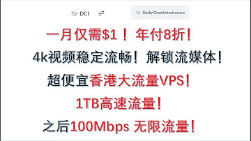 超便宜香港大流量VPS，一月仅需$1，年付8折，4k视频高速流畅，解锁流媒体！