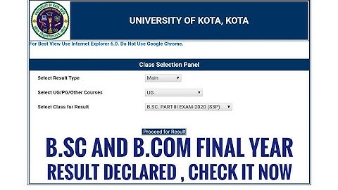 Kota university result 2020 | B.Sc and B.Com final year result 2020 declared | U.O.K results |