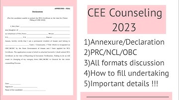 No PRC/NCL/EWS certificate//Annexure/Undertaking/Declaration fill up and upload full process for CEE