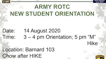 Freshman Orientation - MSU Army ROTC