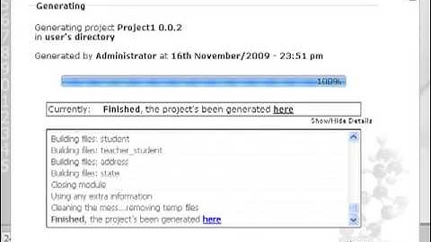 Generating code with a choosen module in theWebMind 2 0