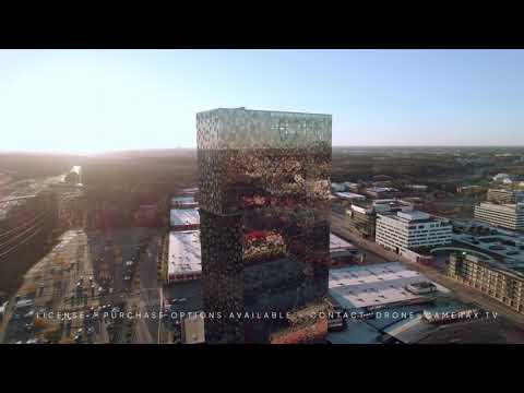 SCANDIC VICTORIA TOWER STOCKHOLM DRONE 4K STOCK