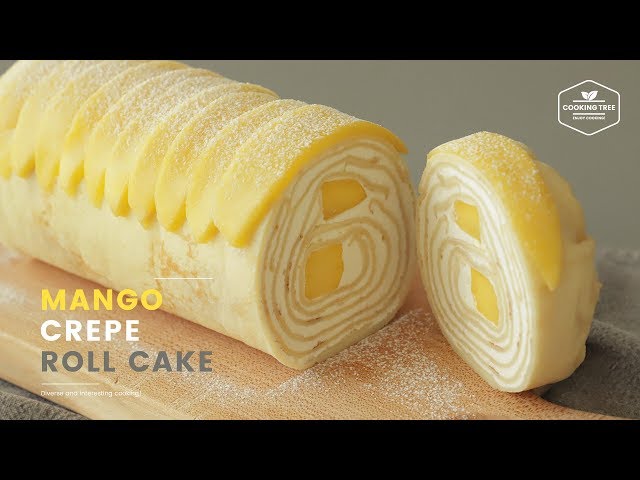 망고 크레이프 롤케이크 만들기 : Mango Crepe Roll Cake Recipe : マンゴークレープロールケーキ | Cooking tree