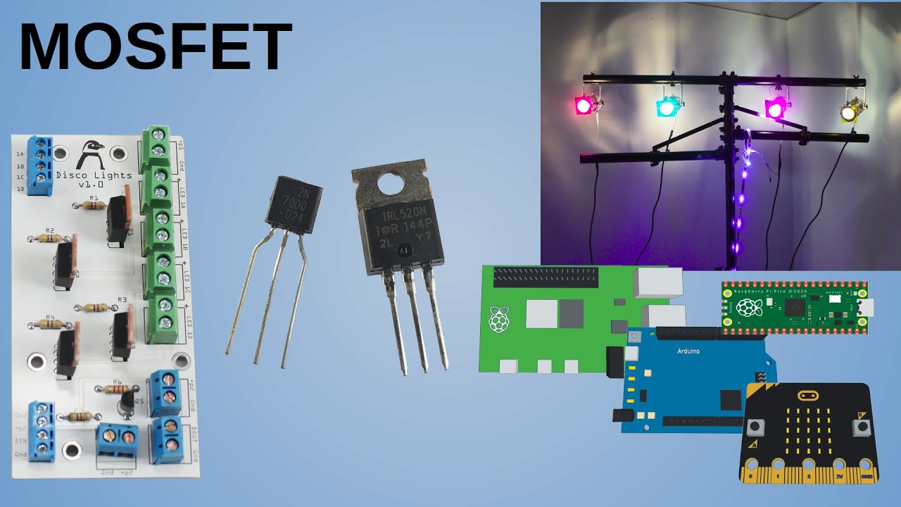 Electronics MOSFET Switch control disco lights with Raspberry Pi, Arduino, micro:bit or Pico