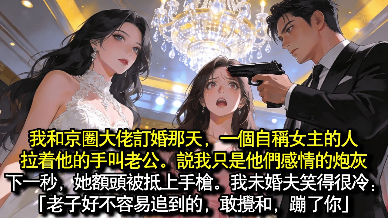 我和京圈大佬訂婚那天，一個自稱女主角的人。拉著他的手叫老公。說我只是他們感情的砲灰。下一秒，她額頭被抵上手槍。我未婚夫笑得很冷：「老子好不容易追到的，敢攪和，蹦了你」#完結 #愛情 #故事
