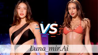 [4K60] SlowMotion 1 vs 2 catwalk fashionweek bikini model Runway fashion recommend popular