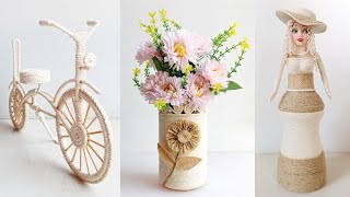 Home Decor Diy craft with cotton thread | Cotton Thread Bicycle, Flower Pot, Doll Decoration ideas