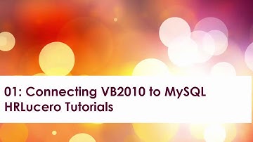 Part1: Connecting VB2010 to MySQL Database