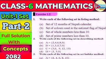 Class 6 Math Chapter 1 Set Exercise 1.2 | Class 6 Math Exercise 1.2 Solution English Medium